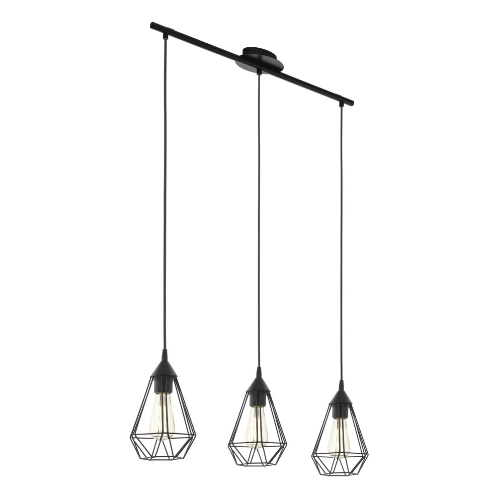 Loops Hanging Ceiling Pendant Light Black Wire Cage 3X E27 Kitchen Island Feature