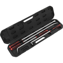 4 Piece Heavy Duty Pry Bar Set - Hammer Cap - Soft Grip Handles - Storage Case