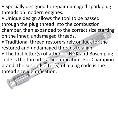 Loops 14mm Reverse Action Spark Plug Thread Chaser - Repair Damaged Spark Plug Threads 1
