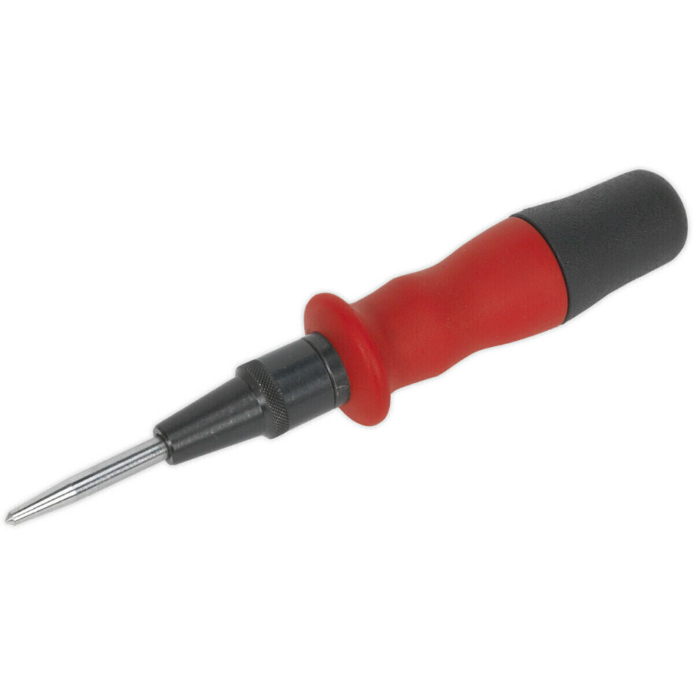 160mm Sheathed Automatic Centre Punch - Hardened Tip - Comfort Grip Handle
