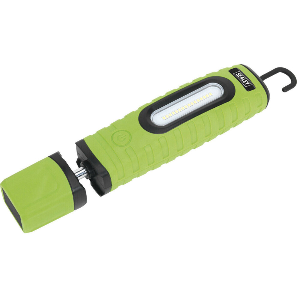 360Â Swivel Inspection Light - 14 SMD & 3W SMD LED - Twin Battery - Green