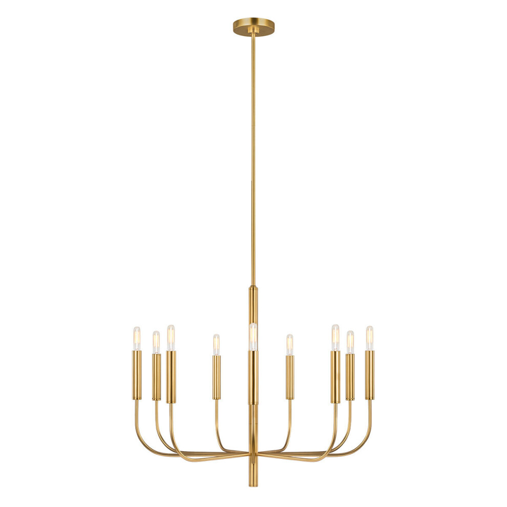 Loops 9 Bulb Chandelier Hanging Pendant Burnished Brass Led E14 60W Bulb Light