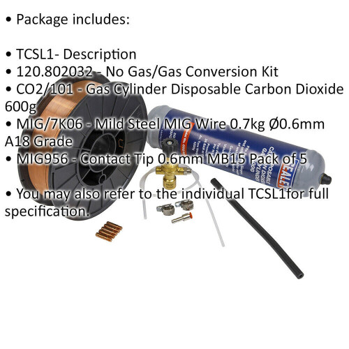 Loops MIG Welding Consumables Kit - Conversion Kit - Gas Cylinder - Steel Wire - Tips 1
