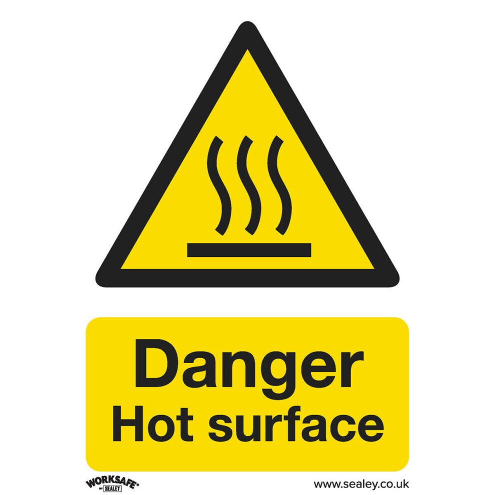 1x DANGER HOT SURFACE Health & Safety Sign - Rigid Plastic 75 x 100mm Warning