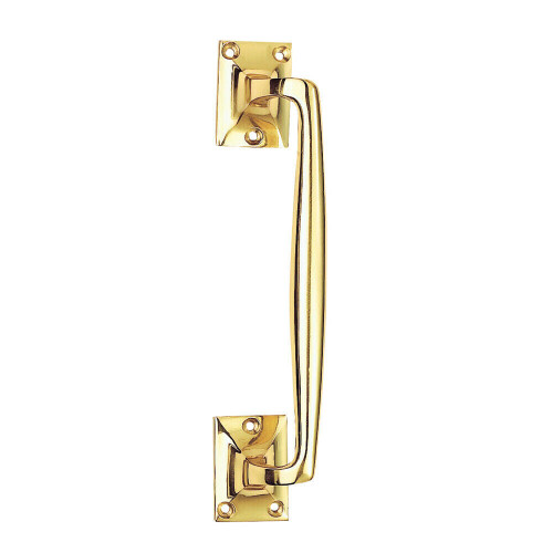 Loops 2x One Piece Door Pull Handle 250mm Length 54mm Projection Polished Brass 1