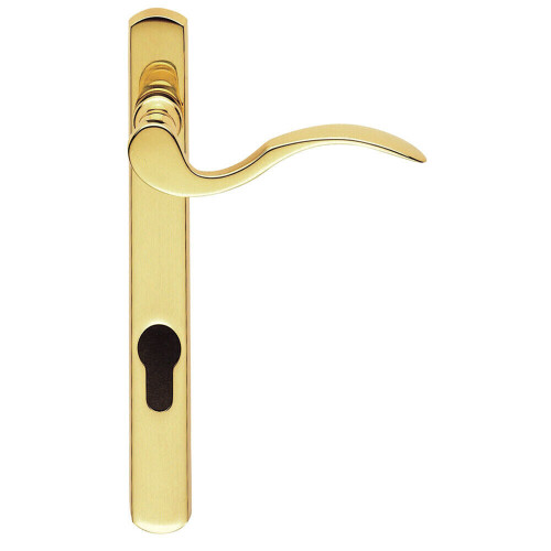 Loops Scroll Lever Door Handle on Lock Backplate Polished Brass 208 x 25mm 1