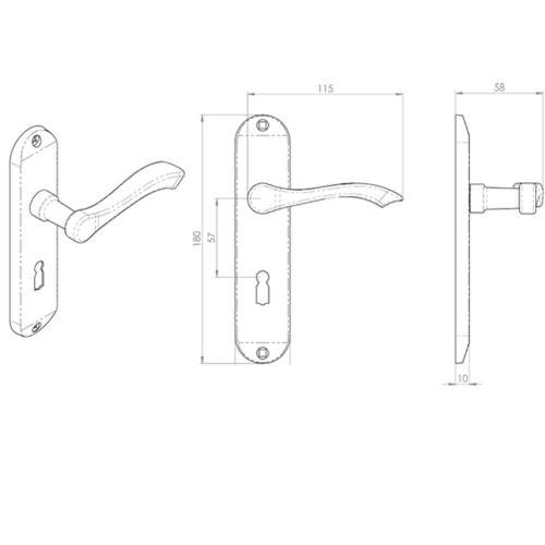 Loops PAIR Curved Handle on Chamfered Lock Backplate 180 x 40mm Polished Brass 2