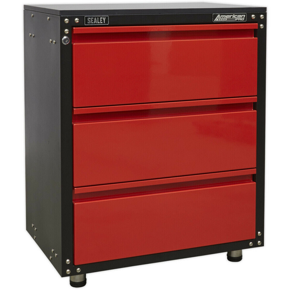 Modular 3 Drawer Cabinet With Worktop - 665 X 460 X 820Mm - Ball Bearing Slides 5056524260159