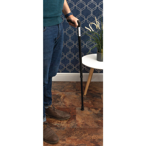 Loops Left Handed Ergonomic Handled Walking Stick - Telescopic Height - Matt Black 2