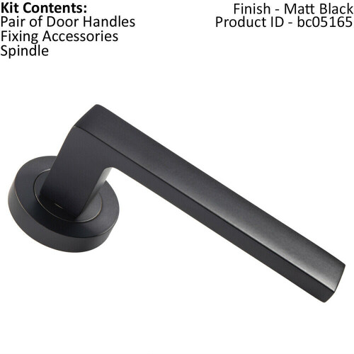 Loops PAIR Straight Square Handle on Round Rose Concealed Fix Matt Black Finish 1