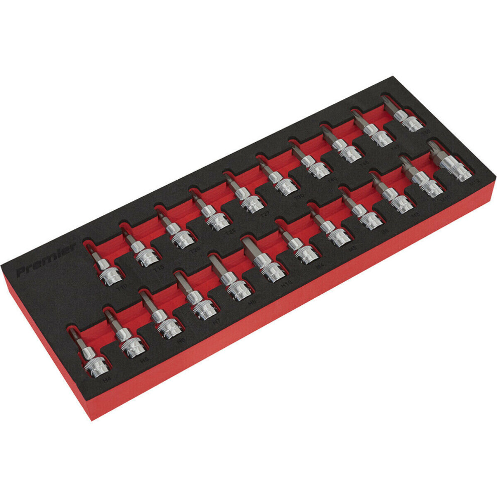 Loops 22Pc Trx Star / Hex Key / Spline Socket Bit Set 3/8" Square Drive - 50Mm Shaft