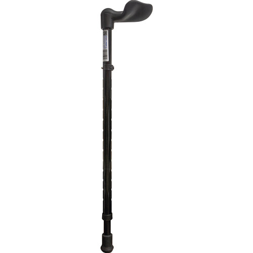 Loops Right Handed Ergonomic Handled Walking Stick - Telescopic Height - Gloss Black