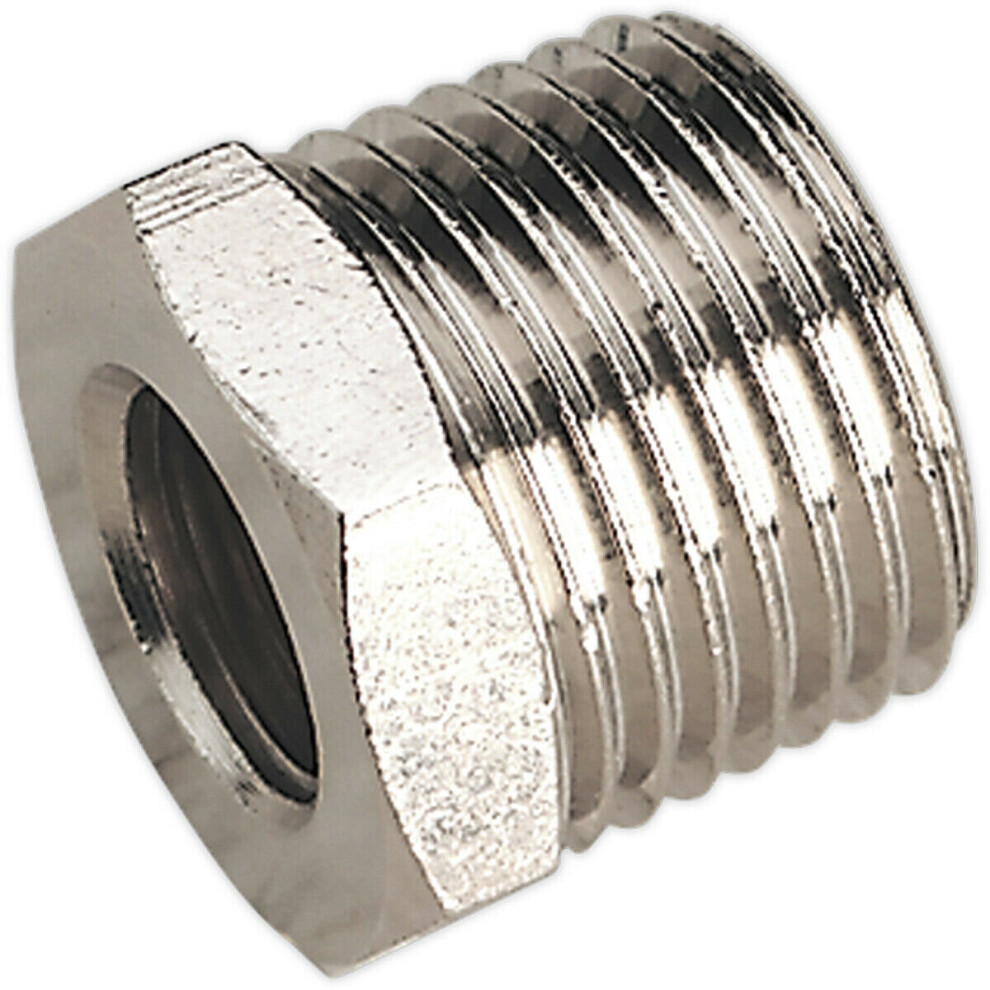 Air Tool Adaptor - 1/2" BSPT Male to 1/4" BSP Female - Hexagon Nipple Connector