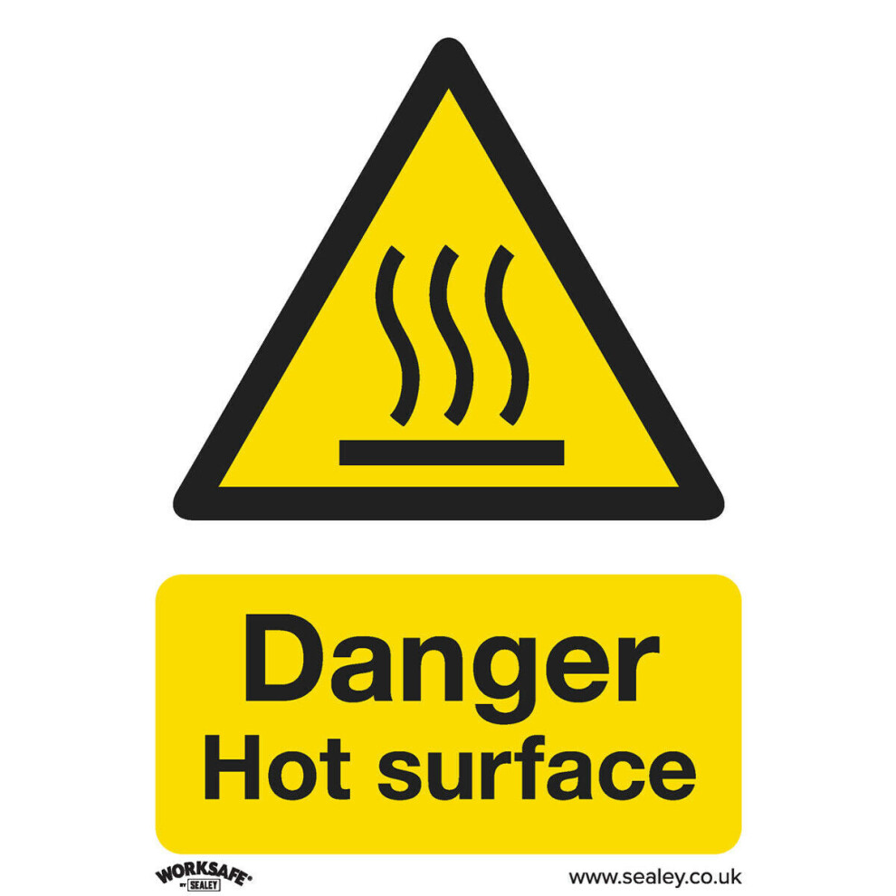 10x DANGER HOT SURFACE Health & Safety Sign - Rigid Plastic 75 x 100mm Warning