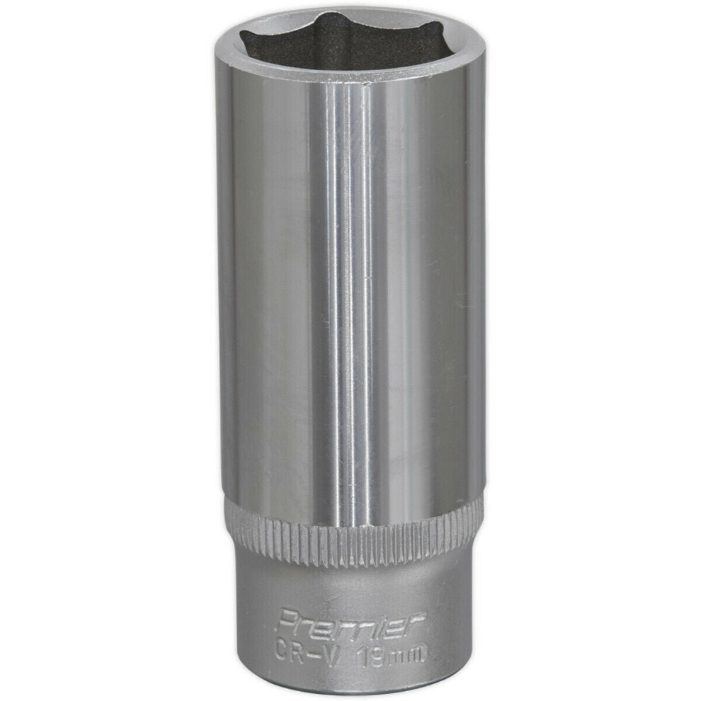 Loops 19Mm Forged Steel Deep Drive Socket - 3/8" Square Drive - Chrome Vanadium Socket Size 3