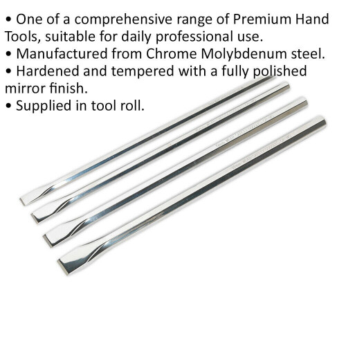Loops 4 Piece 350mm Extra-Long Chisel Set - Hardened & Tempered - Chromoly Steel 1