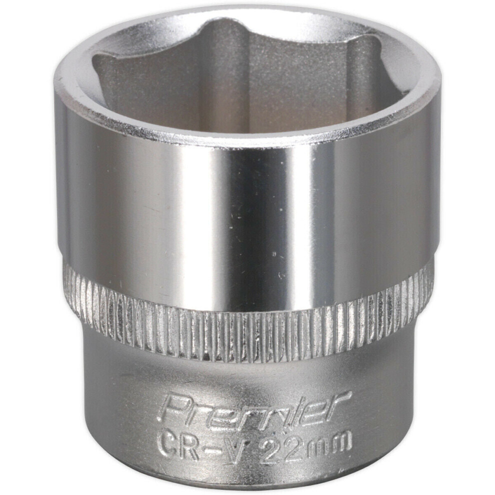 22mm Forged Steel Drive Socket - 3/8" Square Drive - Chrome Vanadium Socket