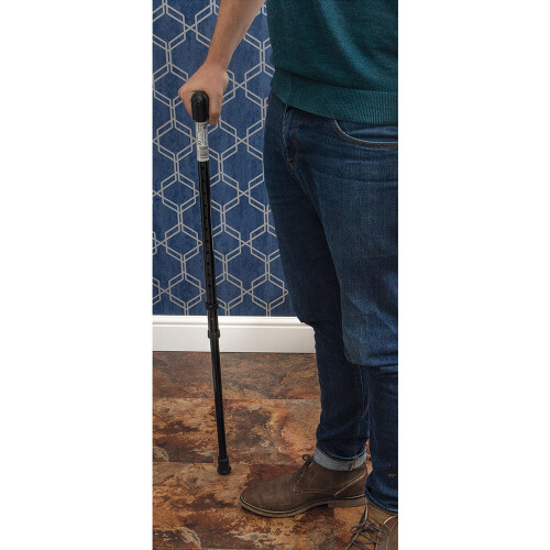 Loops Right Handed Ergonomic Handled Walking Stick - Telescopic Height - Gloss Black 2