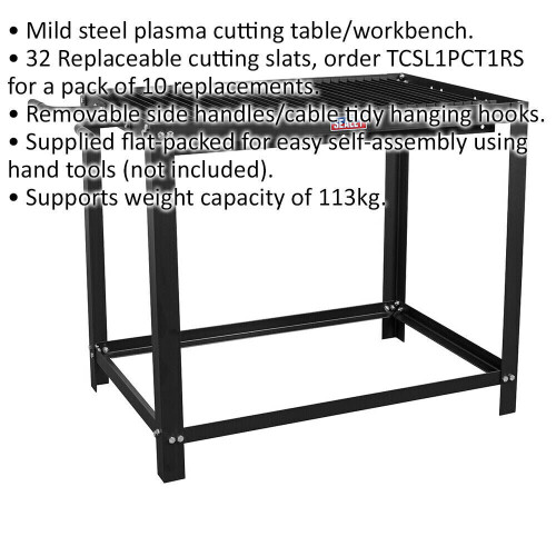 Loops Plasma Cutting Table Workbench - Mild Steel - 113kg Capacity - Replaceable Slats 1