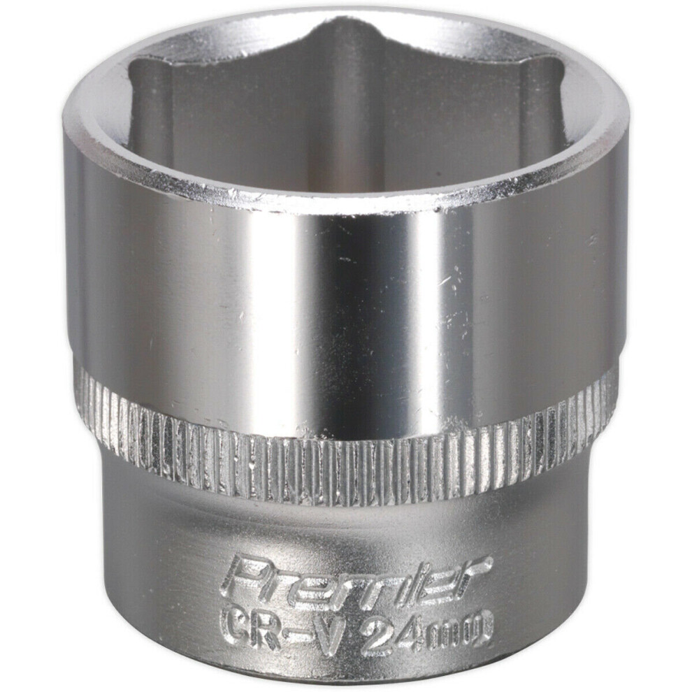 24mm Forged Steel Drive Socket - 3/8" Square Drive - Chrome Vanadium Socket