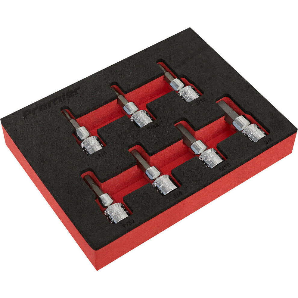 7 Pack Imperial Male Hex Bit Set - 3/8" Square Drive Socket - Premium S2 Steel