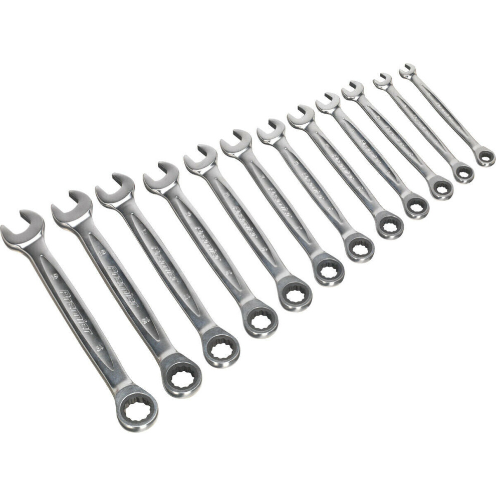 12pc PREMIUM Combination Ratchet Spanner Set - 12 Pt Metric Socket - Hardened