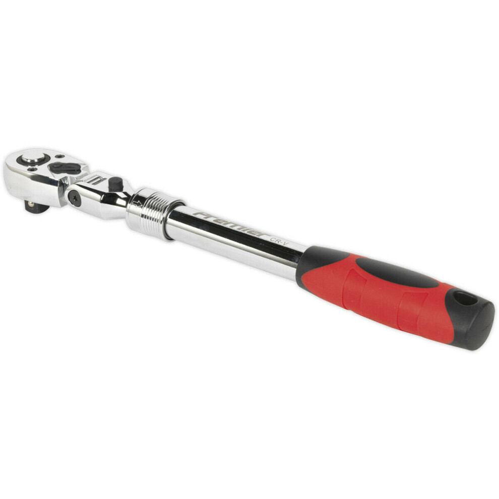 Extendable Flip Reverse Ratchet Wrench - 1/2 Inch Sq Drive - Locking Flexi-Head