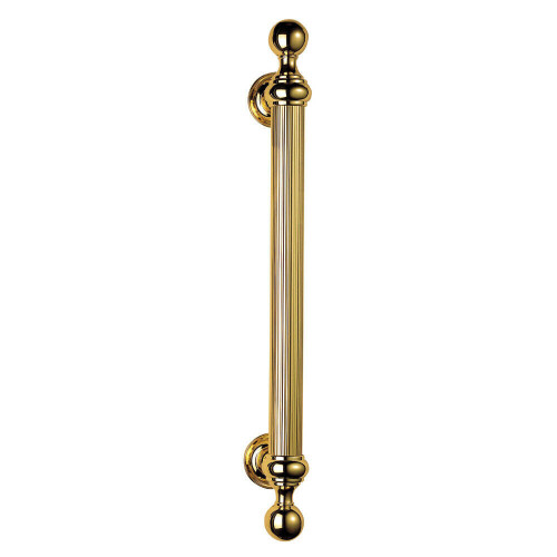Loops 2x Ornate Pull Handle with Reeded Grip 353mm Fixing Centres Polished Brass 1