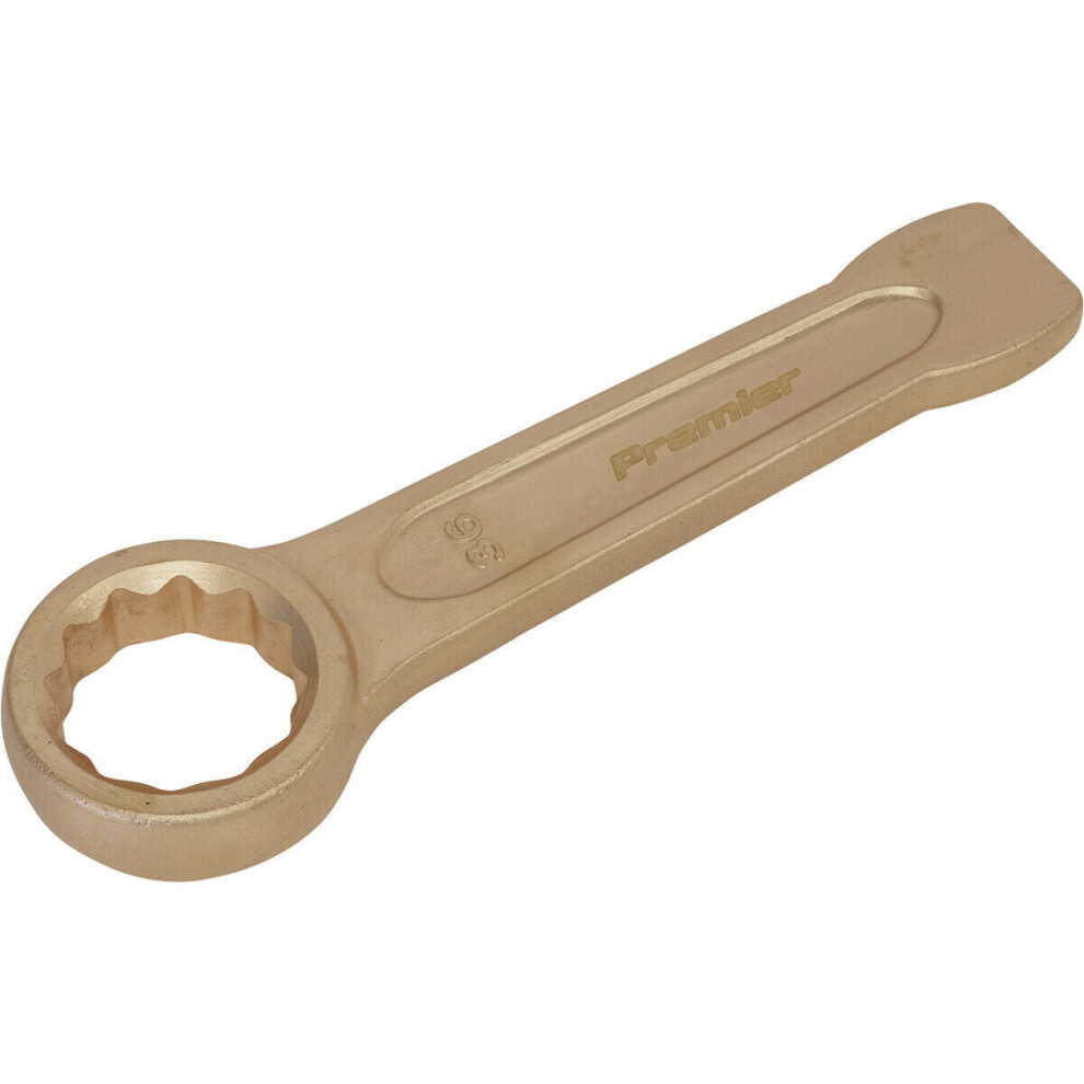 Loops 36Mm Ring End Slogging Spanner - Non-Sparking - Short Profile Striking End