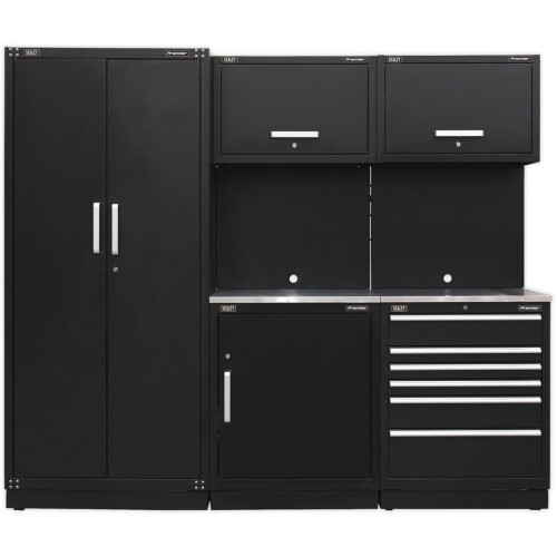 Loops All-in-One 2.5m Garage Storage System - Modular Units - Stainless Steel Worktop