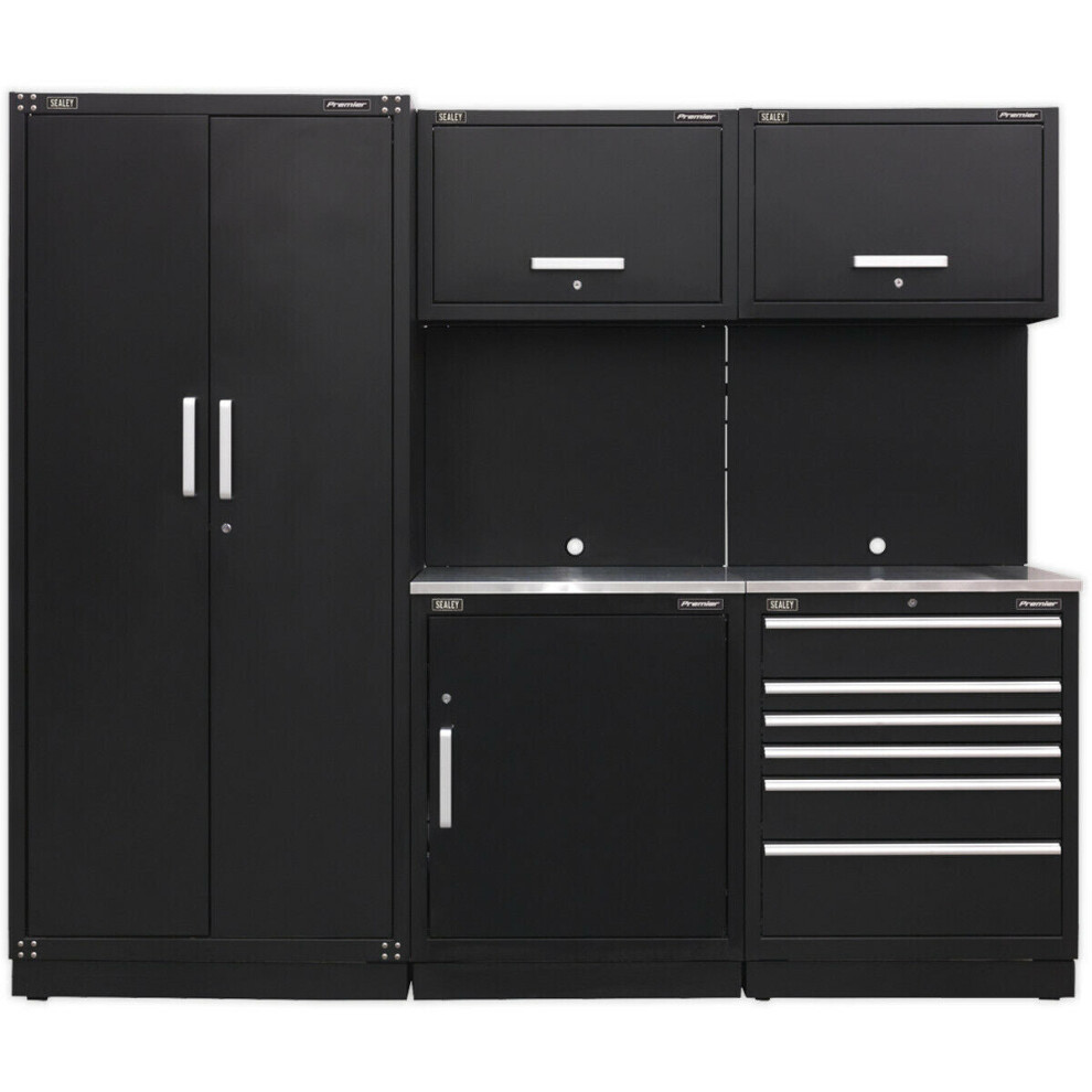 All-in-One 2.5m Garage Storage System - Modular Units - Stainless Steel Worktop