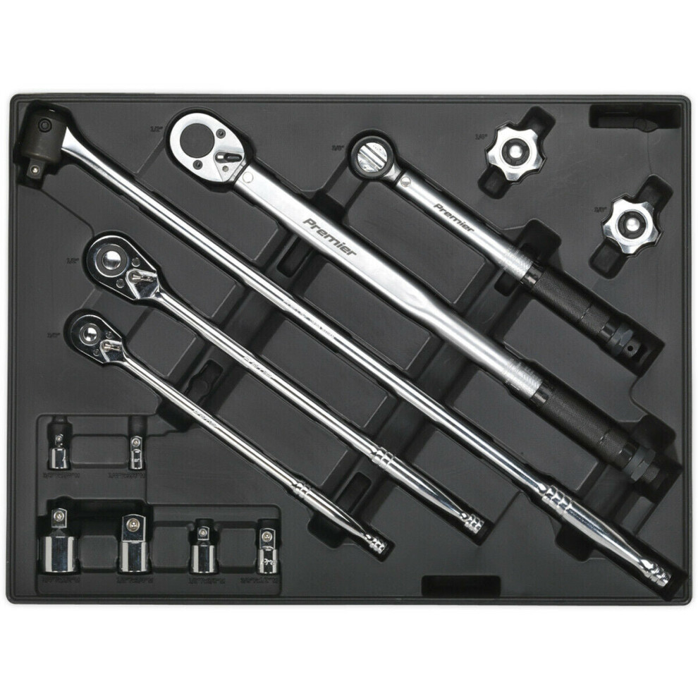 13Pc Ratchet Torque Wrench Breaker Bar & Socket Set - 530 X 397Mm Tool Tray 5056581932594