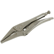 225mm Long Nose Locking Pliers - Drop Forged Steel - Serrated Adjustable Jaws