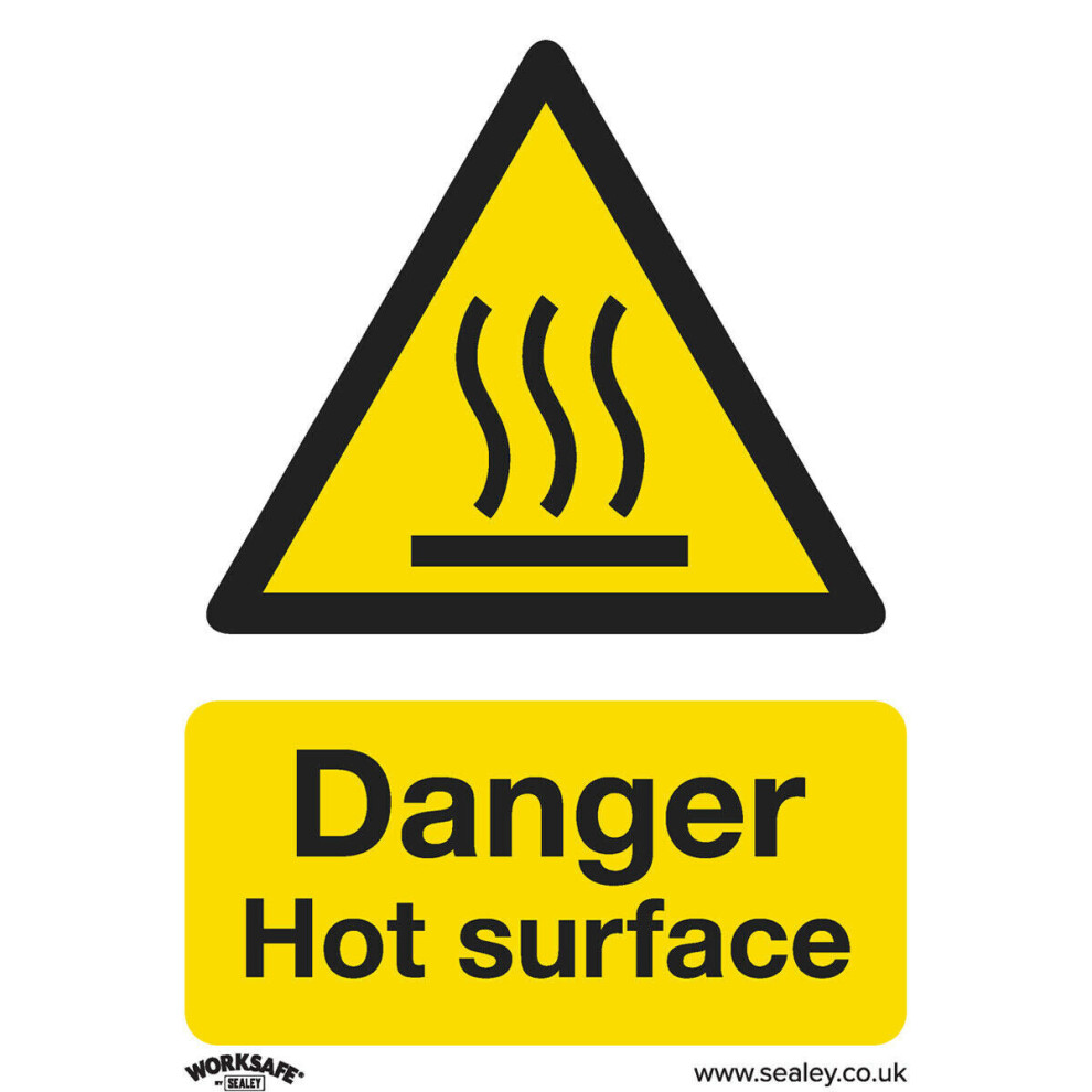 10x DANGER HOT SURFACE Health & Safety Sign - Self Adhesive 75 x 100mm Sticker