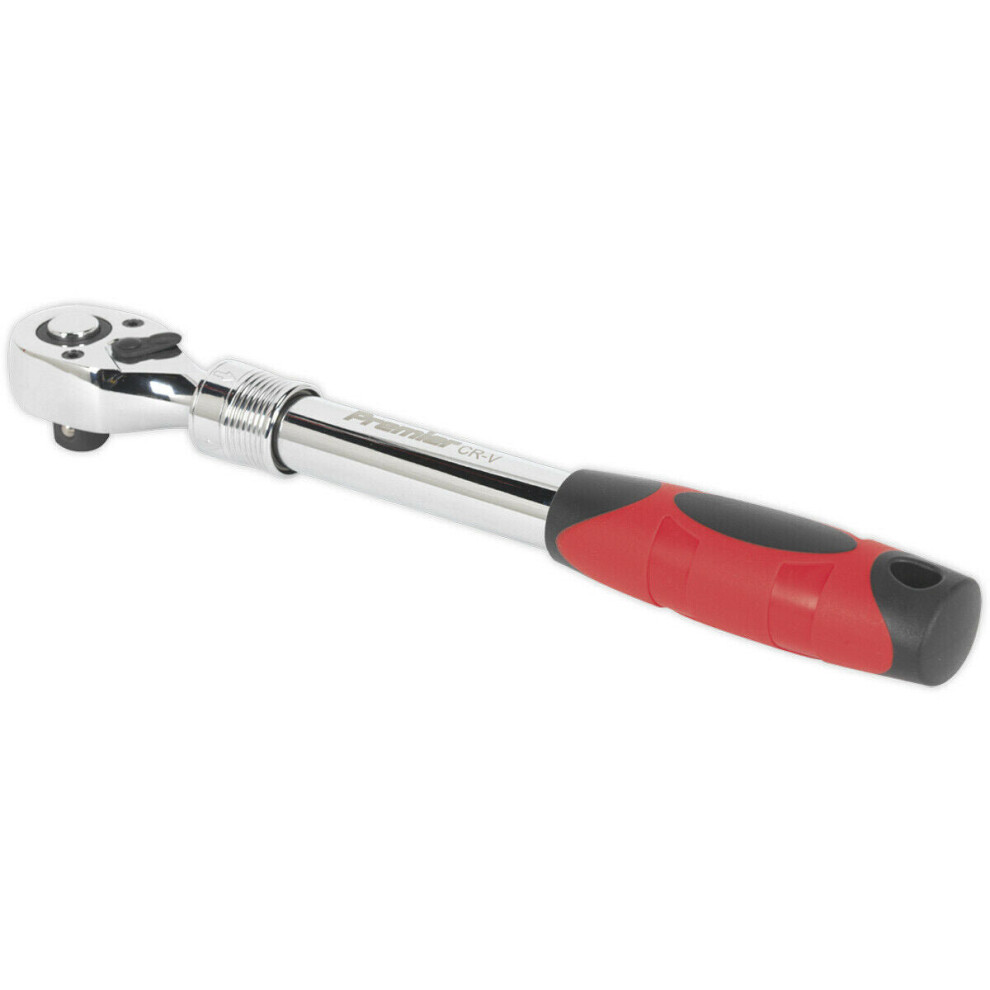 Extendable Flip Reverse Ratchet Wrench - 1/2 Inch Sq Drive - Pear-Head Design