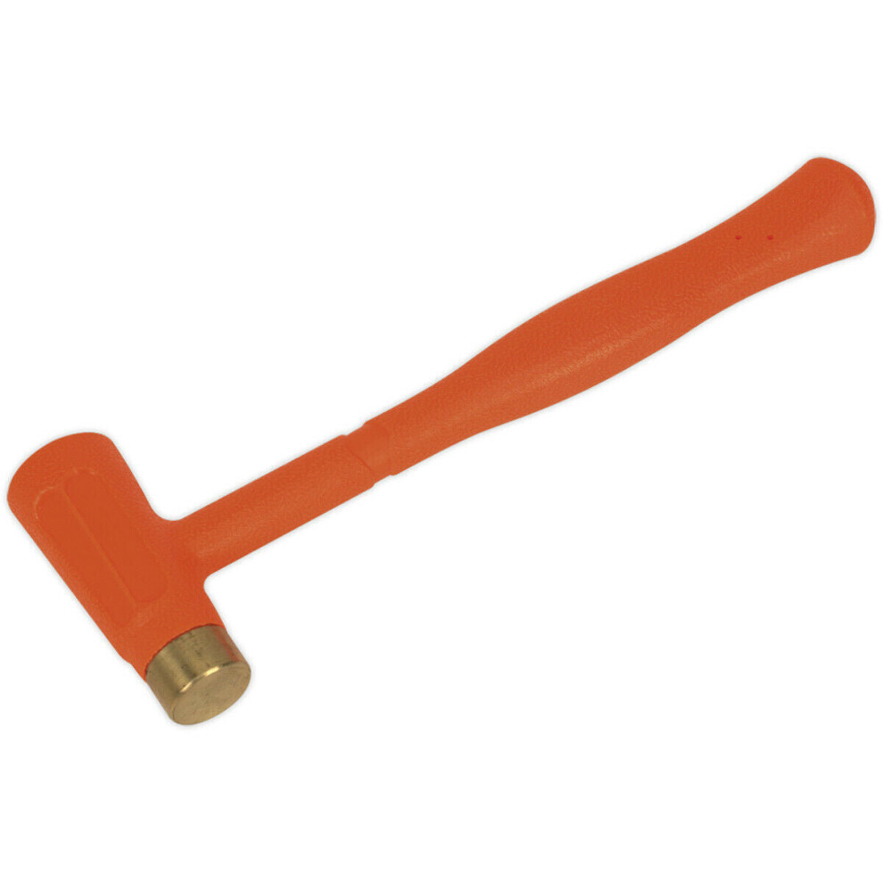 1.5lb Brass Faced Dead Blow Hammer - Shot Loaded Head - Rubber Grip Anti-Rebound