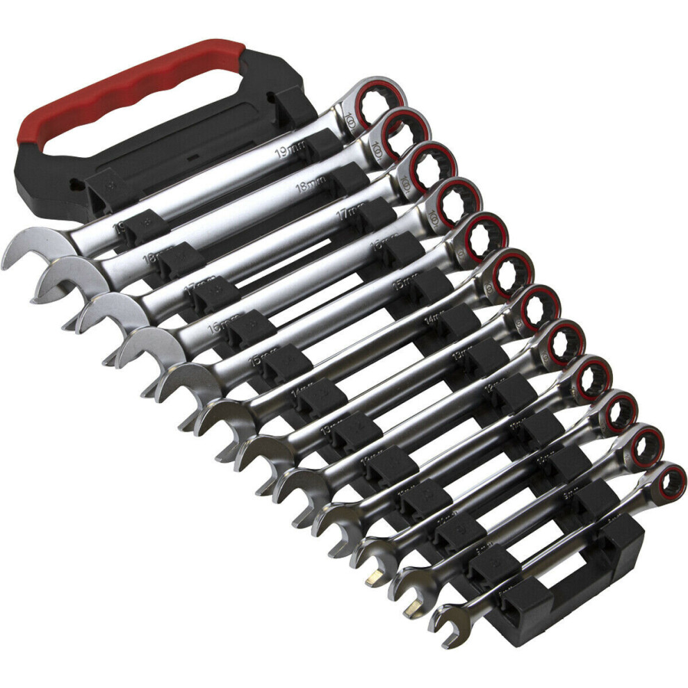 12pc PREMIUM Combination Ratchet Spanner Set - 12 Point Metric Socket Hardened