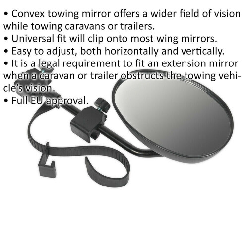 Loops Convex Towing Mirror Extension - Universal Fit - Easily Adjustable - Clip On 1
