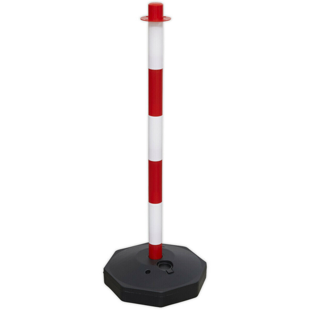 Red & White High Vis Post with Base - Electric Safety Barrier - Extends ys06842