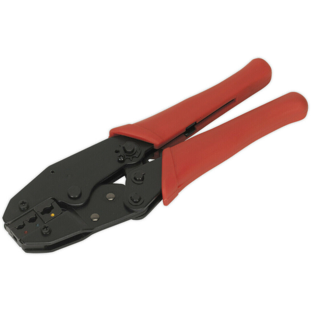 Loops Ratchet Crimping Tool For Insulated Terminals - Hardened & Tempered - Vinyl Grip