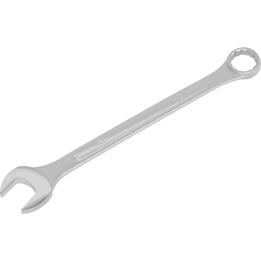 34mm Large Combination Spanner - Drop Forged Steel - Chrome Plated Polished Jaws