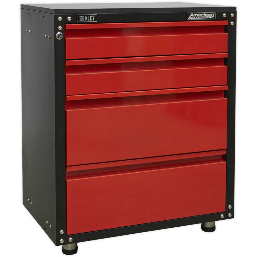 Loops Modular 4 Drawer Cabinet With Worktop - 665 X 460 X 820Mm - Ball Bearing Slides