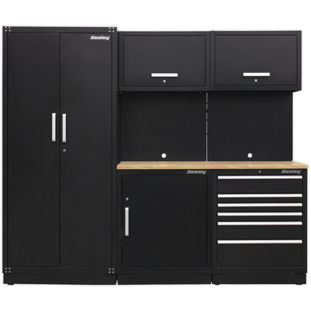 All-in-One 2.5m Garage Storage System - Modular Units - Oak Wood Worktop