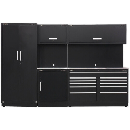 Loops All-in-One 3.3m Garage Storage System - Modular Units - Stainless Steel Worktop