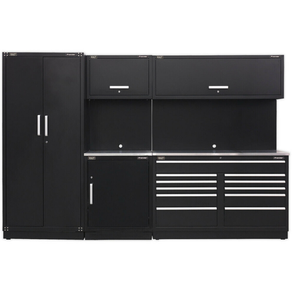 All-in-One 3.3m Garage Storage System - Modular Units - Stainless Steel Worktop