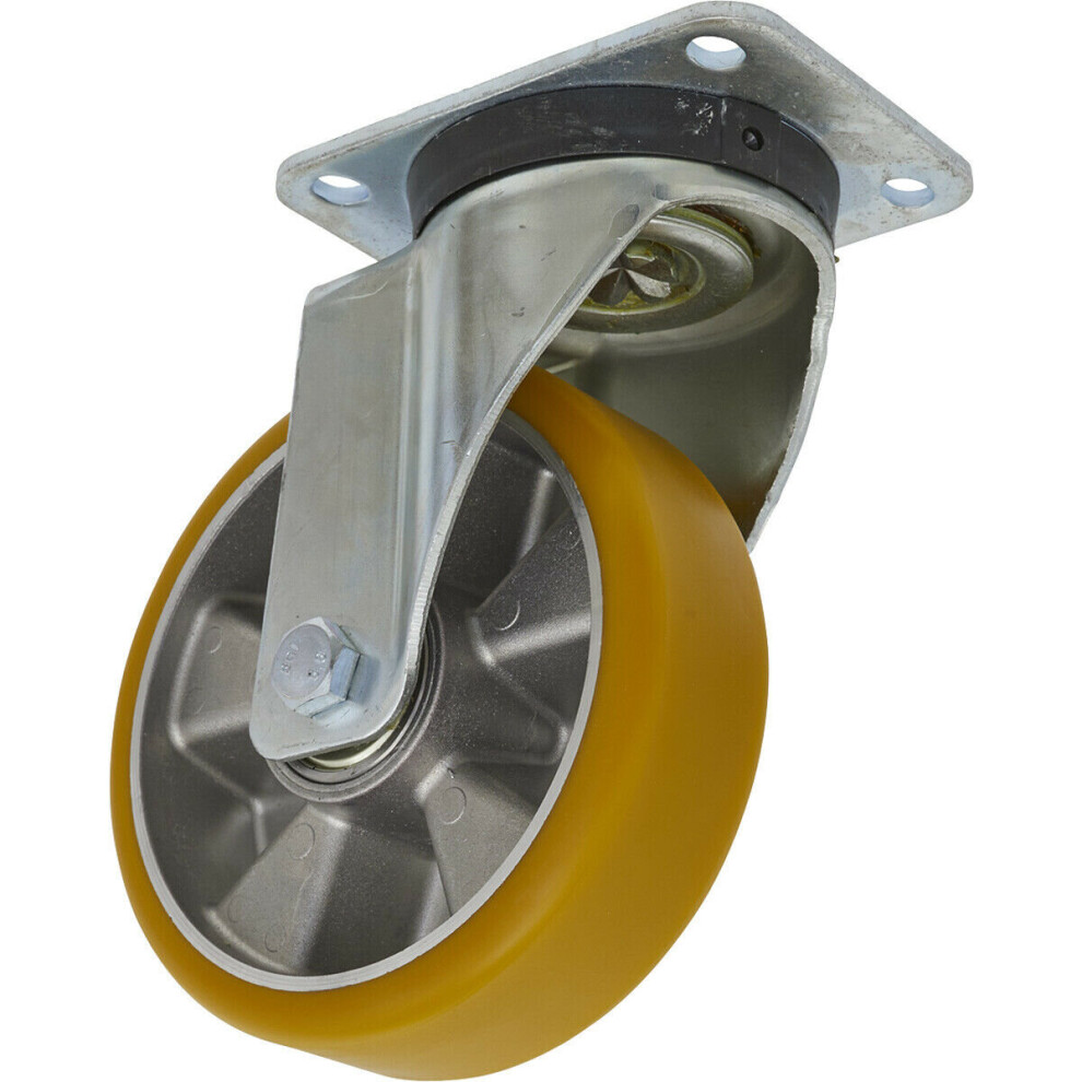 Photos - Other for Repair 160mm Swivel Plate Castor Wheel - 50mm Tread Non-Marking Aluminium & PU Plastic Extra-Heavy-Duty-Swivel-Plate-Offset-Trolley