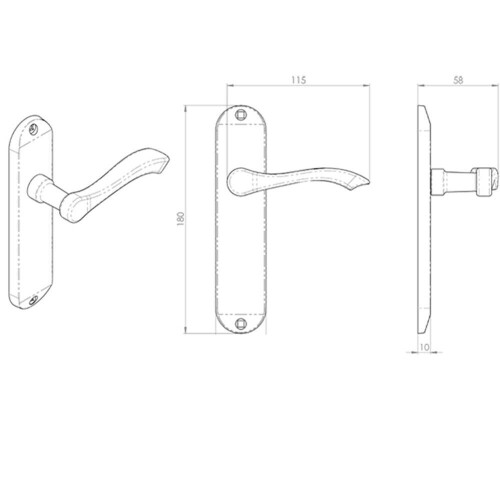 Loops PAIR Curved Handle on Chamfered Latch Backplate 180 x 40mm Polished Brass 2
