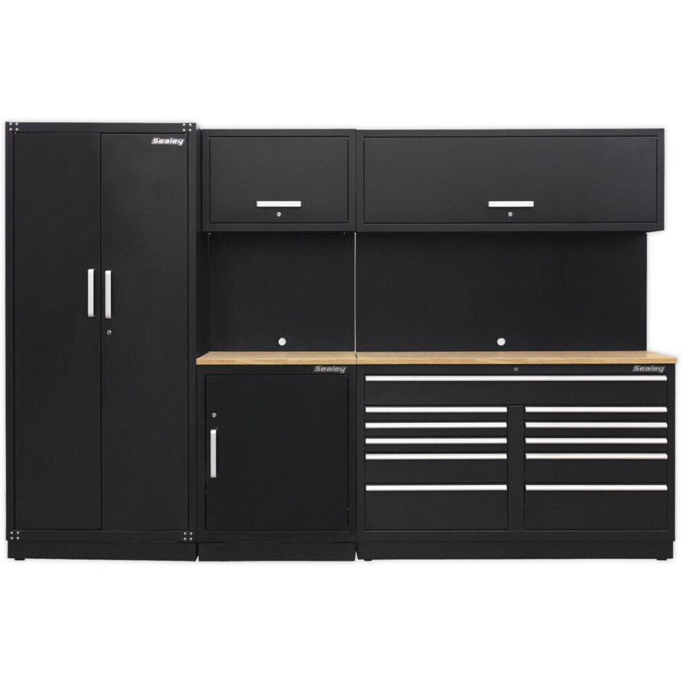 All-in-One 3.3m Garage Storage System - Modular Units - Oak Wood Worktop