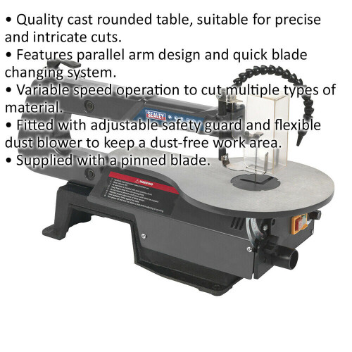 Loops Variable Speed Scroll Saw with 406mm Throat - 120W Motor - Cast Round Table 1