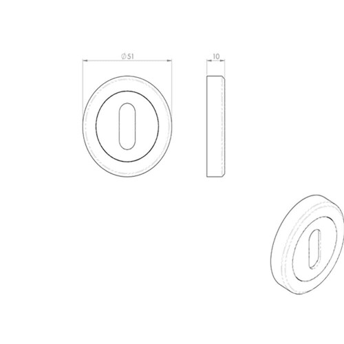 Loops 51mm Lock Profile Escutcheon Chamfered Edge Concealed Fix Satin Nickel 2